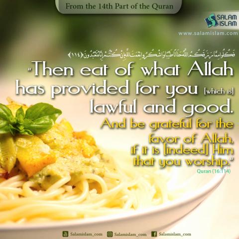 From the 14th Part of the Quran Eat What is Lawful